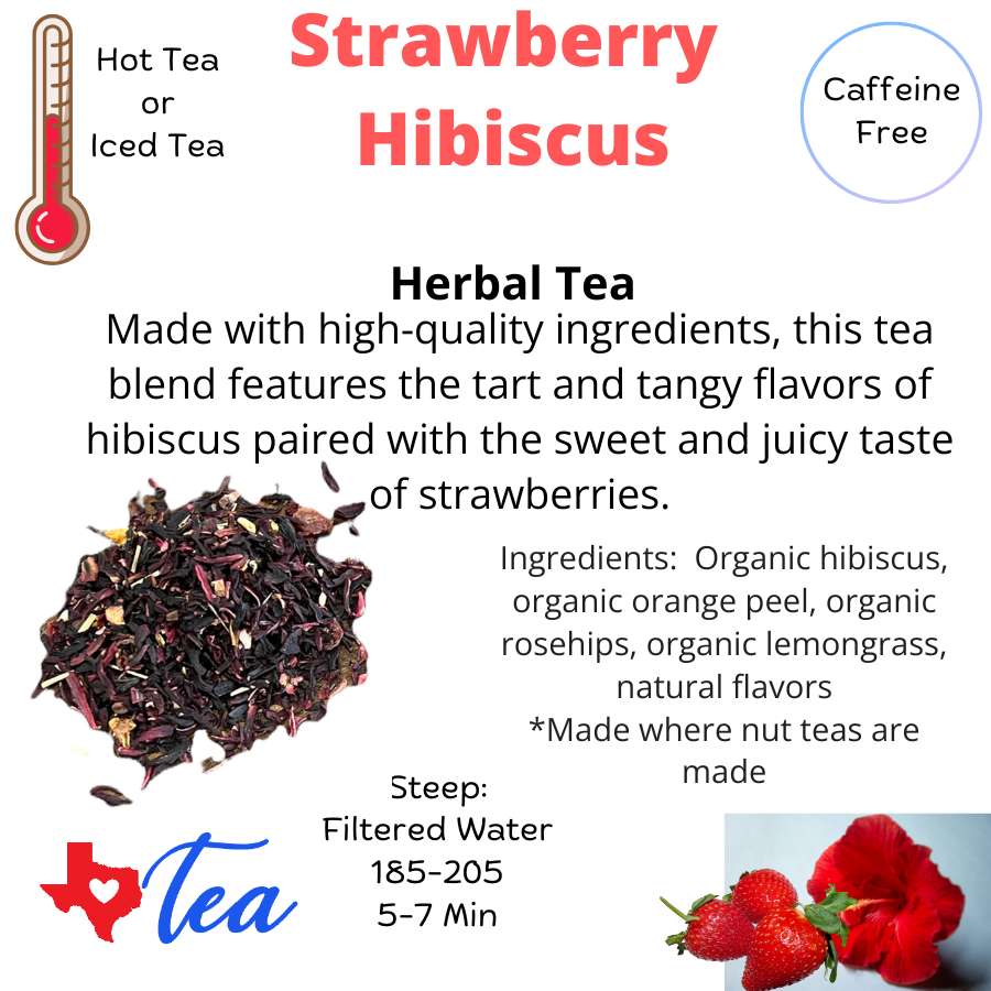 Strawberry Hibiscus tea information sheet, caffeine free